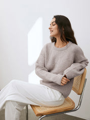 Pull femme Cralo – pull chaud en laine mélangée à coupe confortable & design intemporel