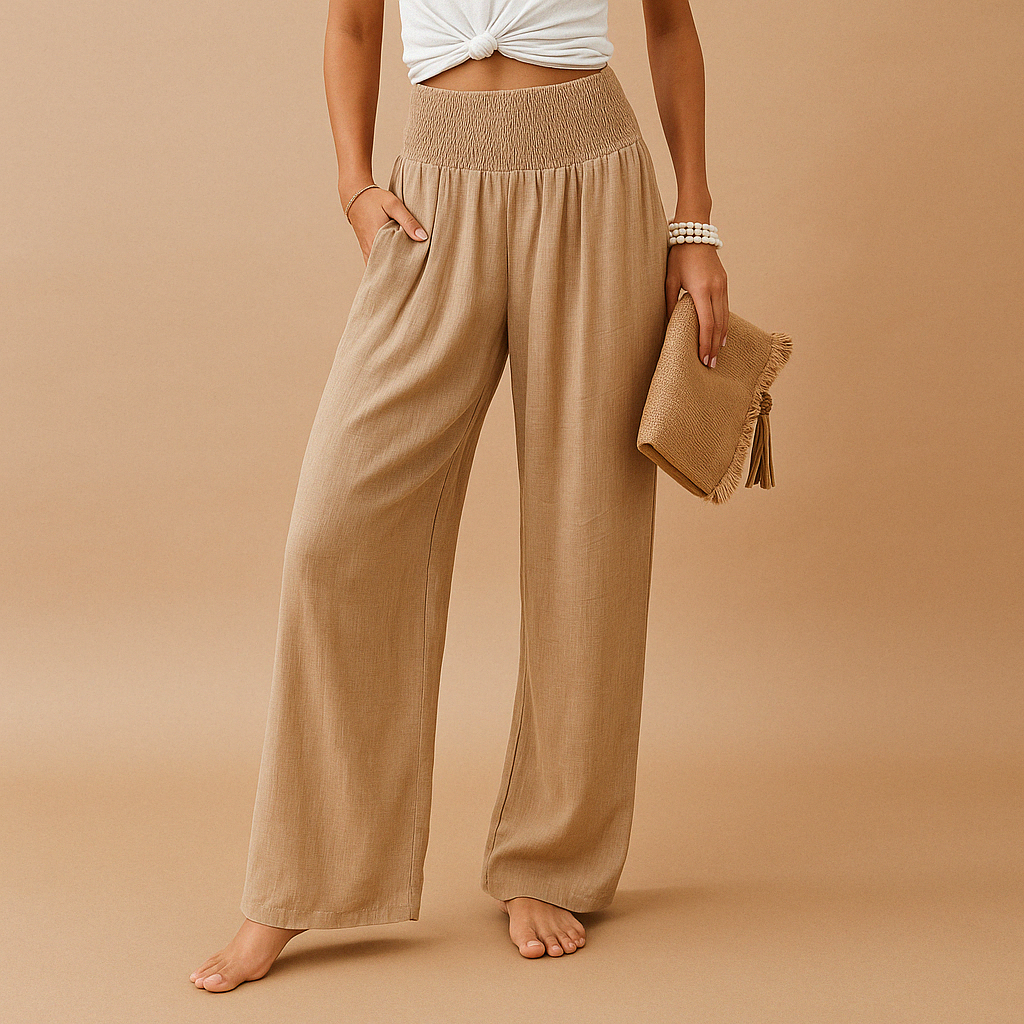 Pantalon Loïs femme – coupe droite été légère & taille élastique