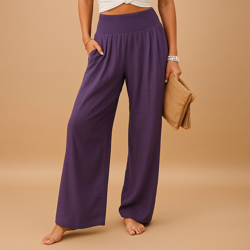 Pantalon Loïs femme – coupe droite été légère & taille élastique