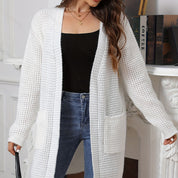 Gilet femme Heidi – long cardigan en maille douce avec poches & coupe décontractée