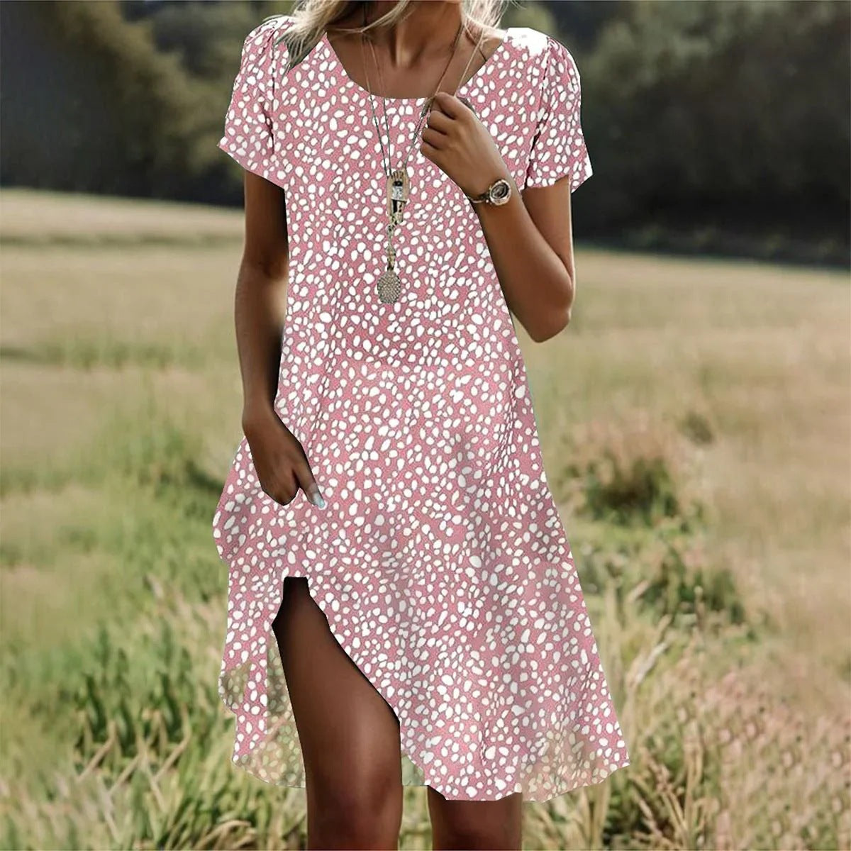 Robe d’été femme Mini à pois – Courte, légère et respirante