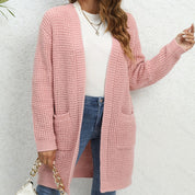 Gilet femme Heidi – long cardigan en maille douce avec poches & coupe décontractée