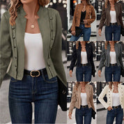 Blazer femme Heidi – veste effet suède chic avec boutons décoratifs & coupe élégante