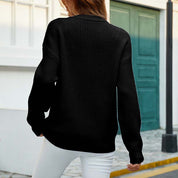 Pull femme basique manches longues col rond & boutons subtils – Maille confortable