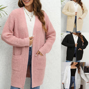 Gilet femme Heidi – long cardigan en maille douce avec poches & coupe décontractée