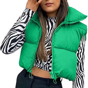 Doudoune sans manches femme cropped – Gilet matelassé avec col montant et cordon réglable