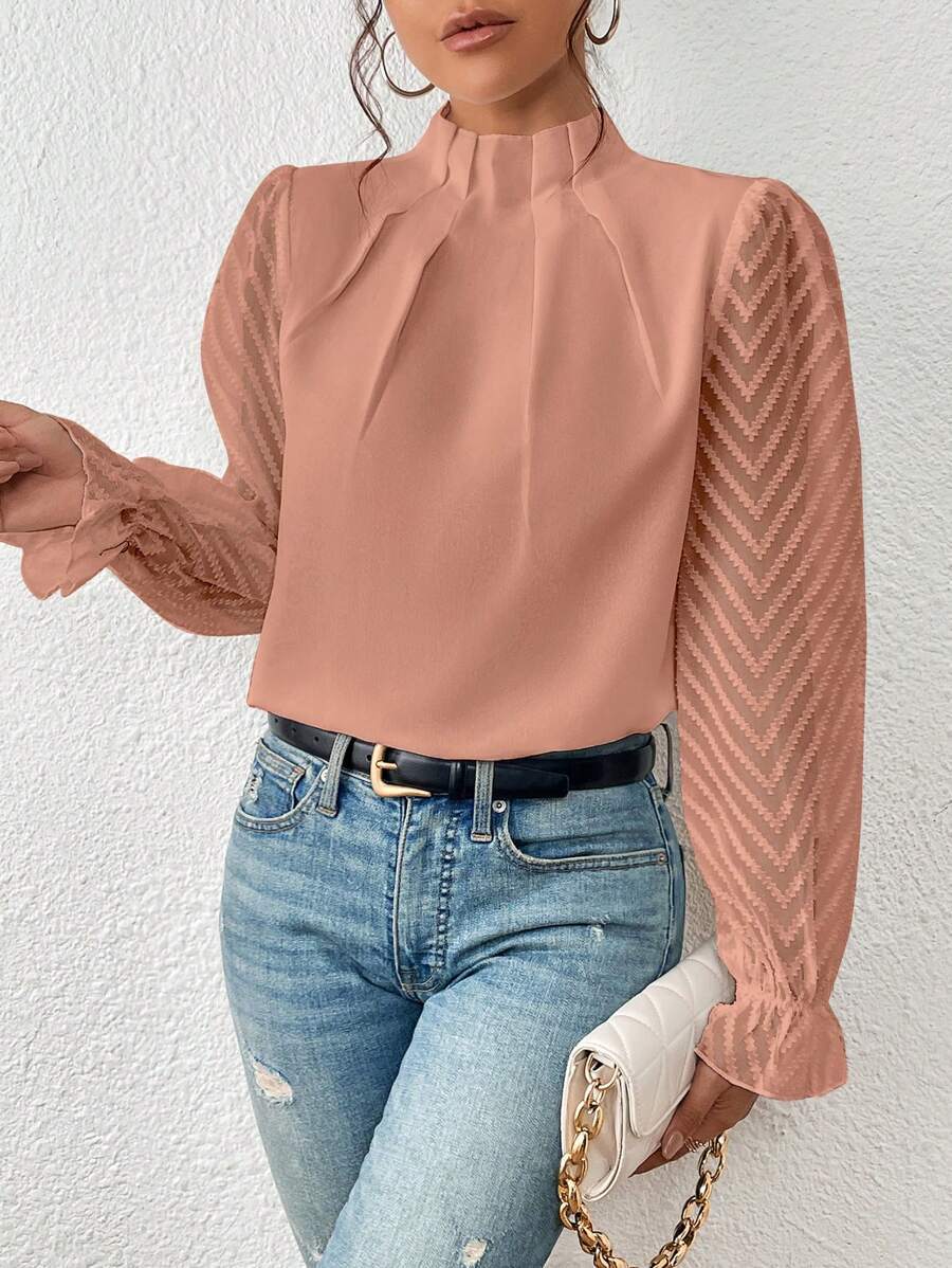 Top femme à imprimé — blouse chic et polyvalente pour bureau & loisirs