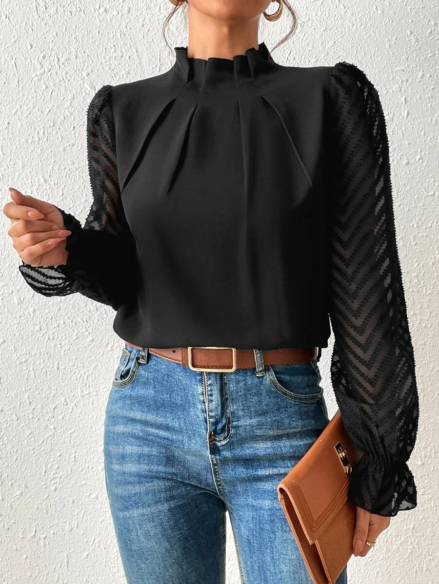 Top femme à imprimé — blouse chic et polyvalente pour bureau & loisirs
