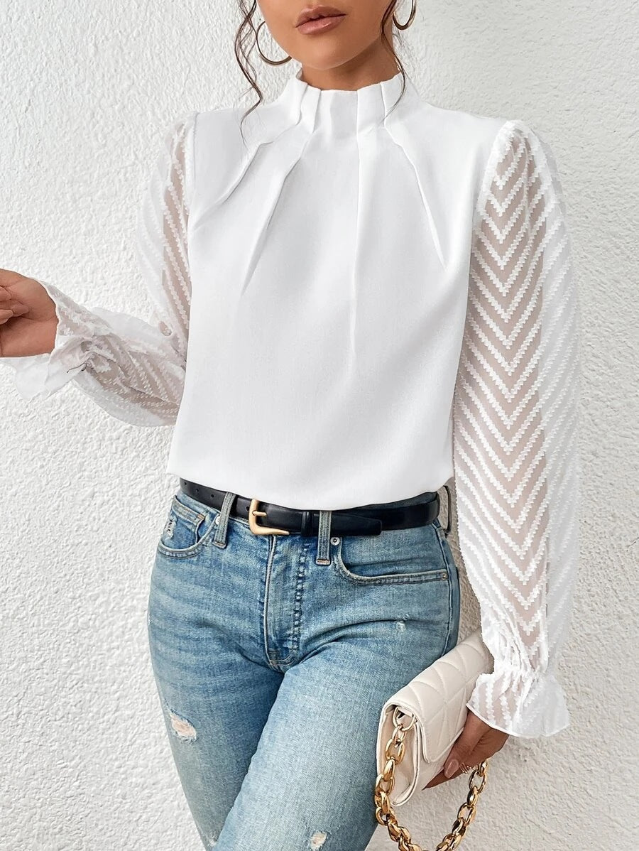 Top femme à imprimé — blouse chic et polyvalente pour bureau & loisirs
