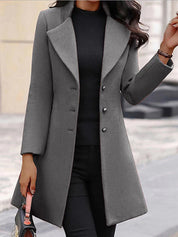 Manteau femme en laine – manteau long élégant avec col à revers et fermeture à boutons
