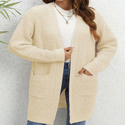 Gilet femme Heidi – long cardigan en maille douce avec poches & coupe décontractée