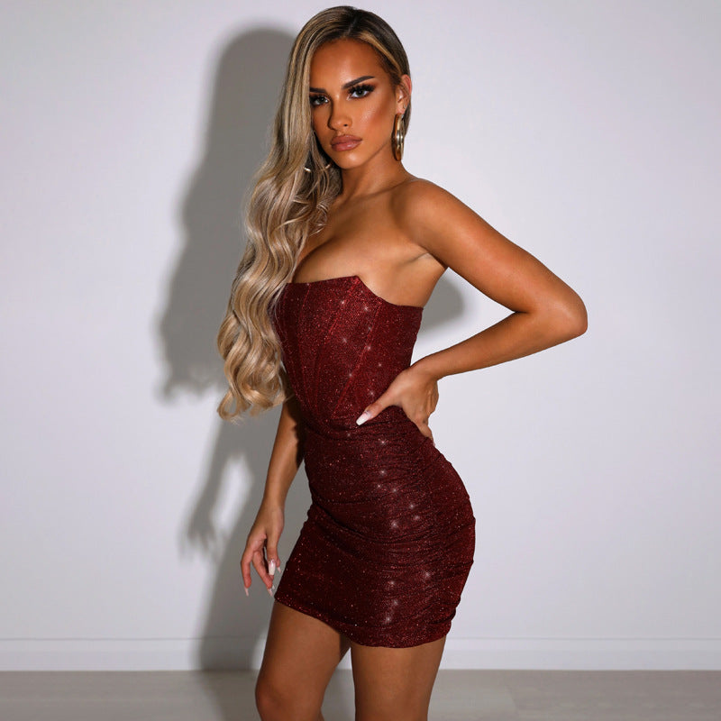 Robe mini femme corset – Coupe flatteuse en tissu brillant & allure chic | Jules Jij