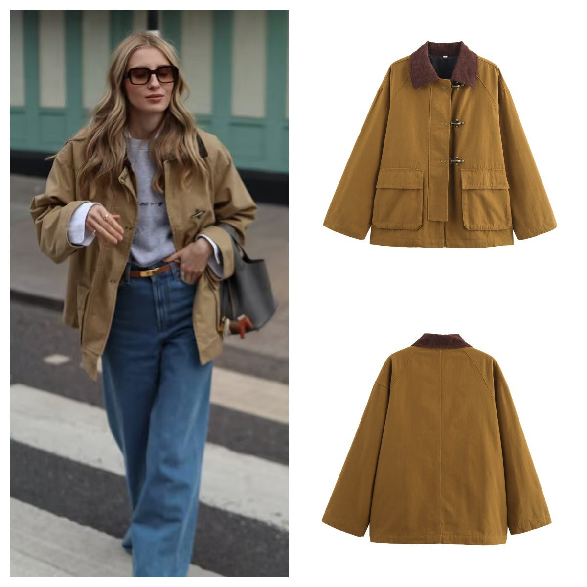 Manteau femme Fudus – doudoune casual à col montant & grandes poches pour l’hiver