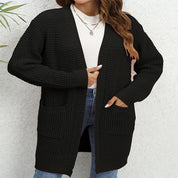 Gilet femme Heidi – long cardigan en maille douce avec poches & coupe décontractée