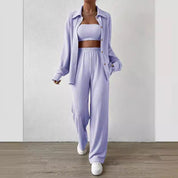 Ensemble loungewear femme – ensemble deux pièces avec top ample & pantalon large