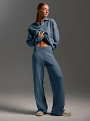 SEMNA Cozy Lounge Set femme – ensemble comfy ivoire col & pantalon wide-leg