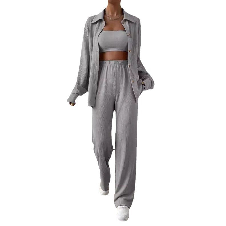 Ensemble loungewear femme – ensemble deux pièces avec top ample & pantalon large