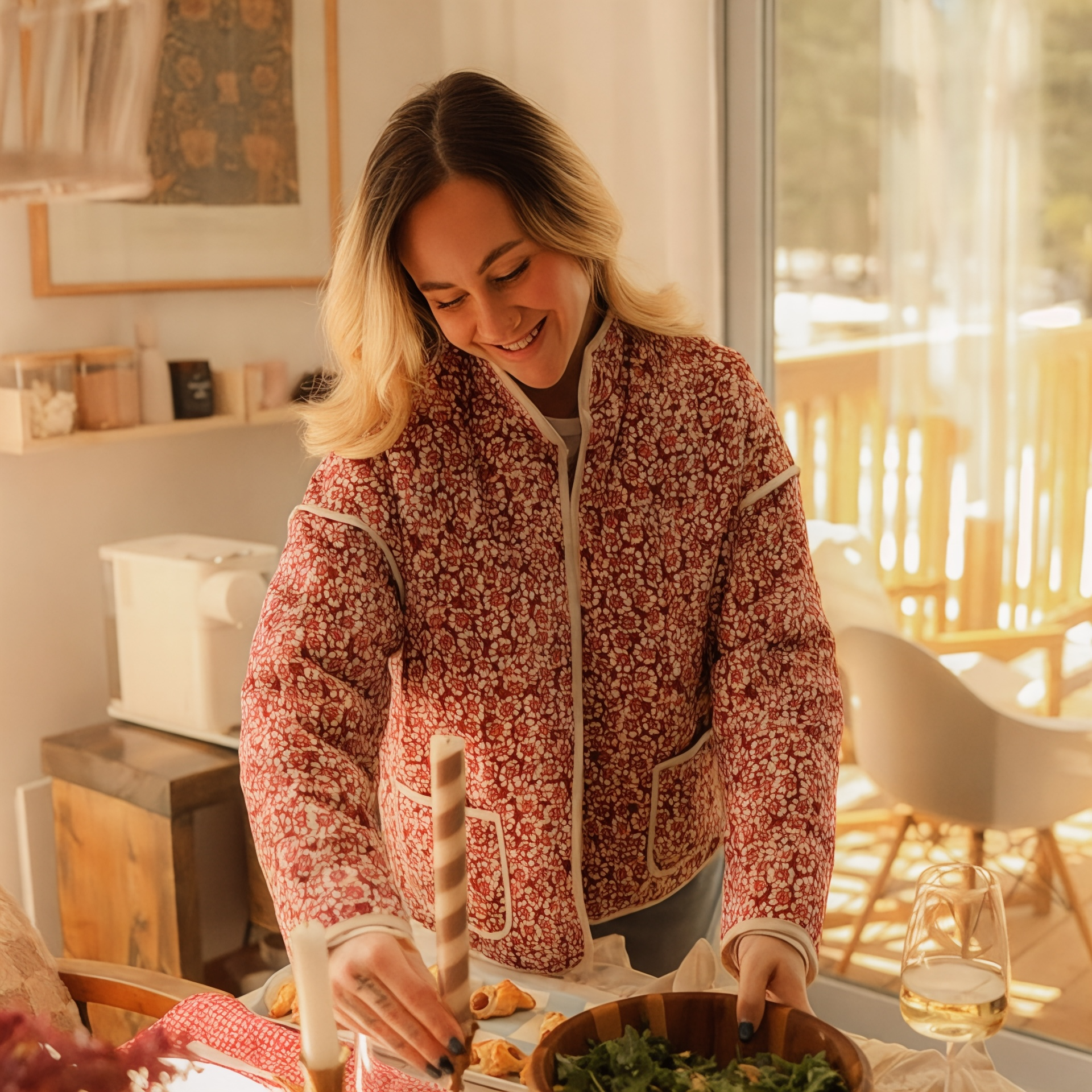 Veste matelassée femme à fleurs – Léger quilt oversize motif lys