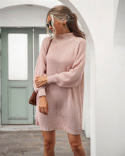 Pull long Lilia oversize col montant & manches extra-longues hiver cosy