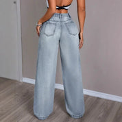 Jean wide leg femme taille haute – coupe ample tendance en denim stretch