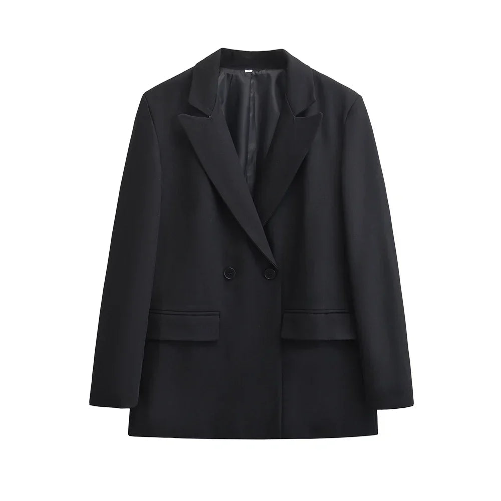 Blazer femme à double boutonnage – coupe boxy moderne et minimaliste