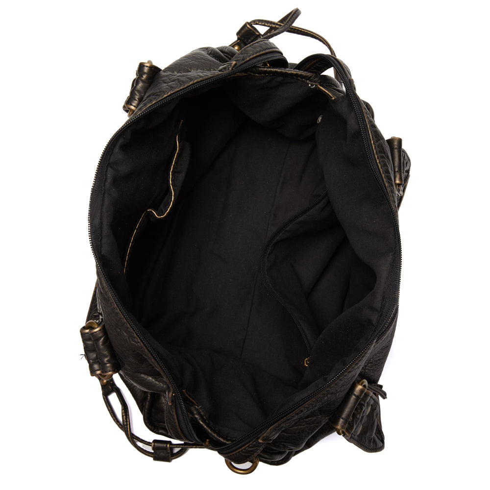 Grand sac à main vintage noir femme – simili cuir spacieux avec bandoulière