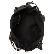 Grand sac à main vintage noir femme – simili cuir spacieux avec bandoulière