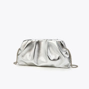 Sac de soirée métallisé plissé – pochette clutch avec chaîne dorée