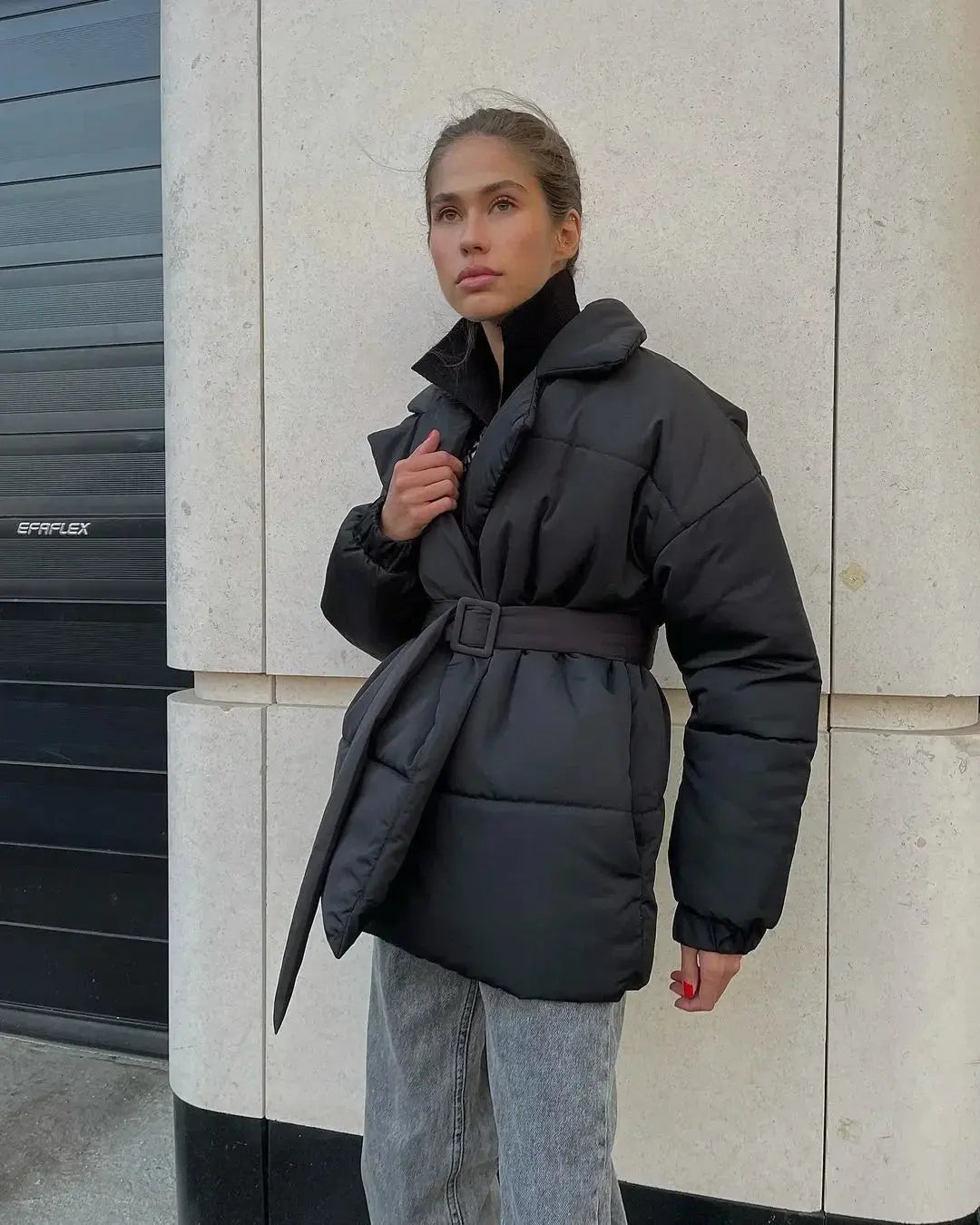 Veste puffer Senna ceinturée – manteau chaud femme élégance hiver