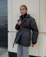 Veste puffer Senna ceinturée – manteau chaud femme élégance hiver