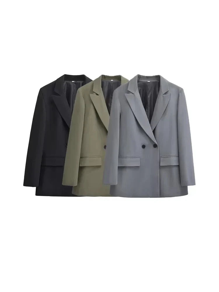 Blazer femme à double boutonnage – coupe boxy moderne et minimaliste
