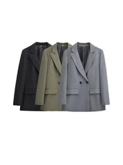 Blazer femme à double boutonnage – coupe boxy moderne et minimaliste