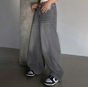 Jean baggy wide leg femme – taille haute oversize en gris, noir & bleu