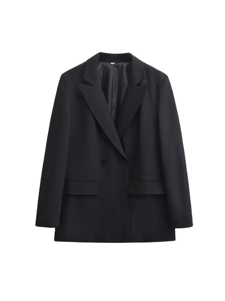 Blazer femme à double boutonnage – coupe boxy moderne et minimaliste