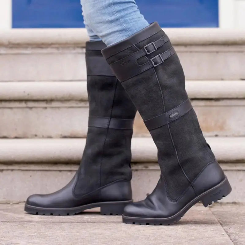 Bottes outdoor femme imperméables — cuir & suède à tige haute avec boucles