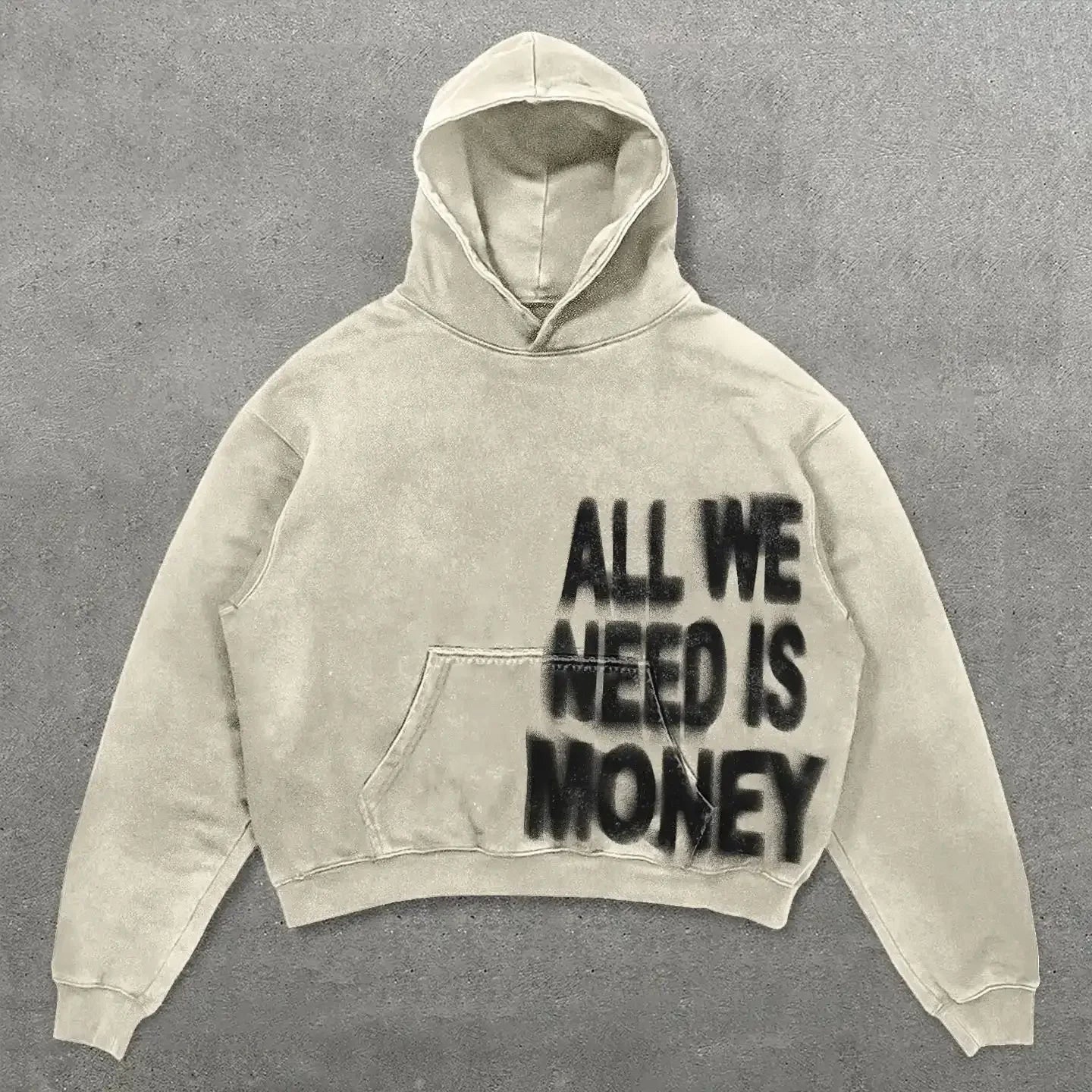 Hoodie unisexe cropped statement – “All We Need Is Money / Love Has Many Faces”