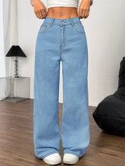 Jean femme taille haute – coupe large relaxed fit & jambe longue