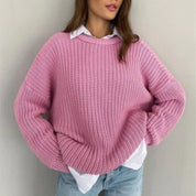 Pull tricot Élodie femme – style cosy à coupe droite & col rond
