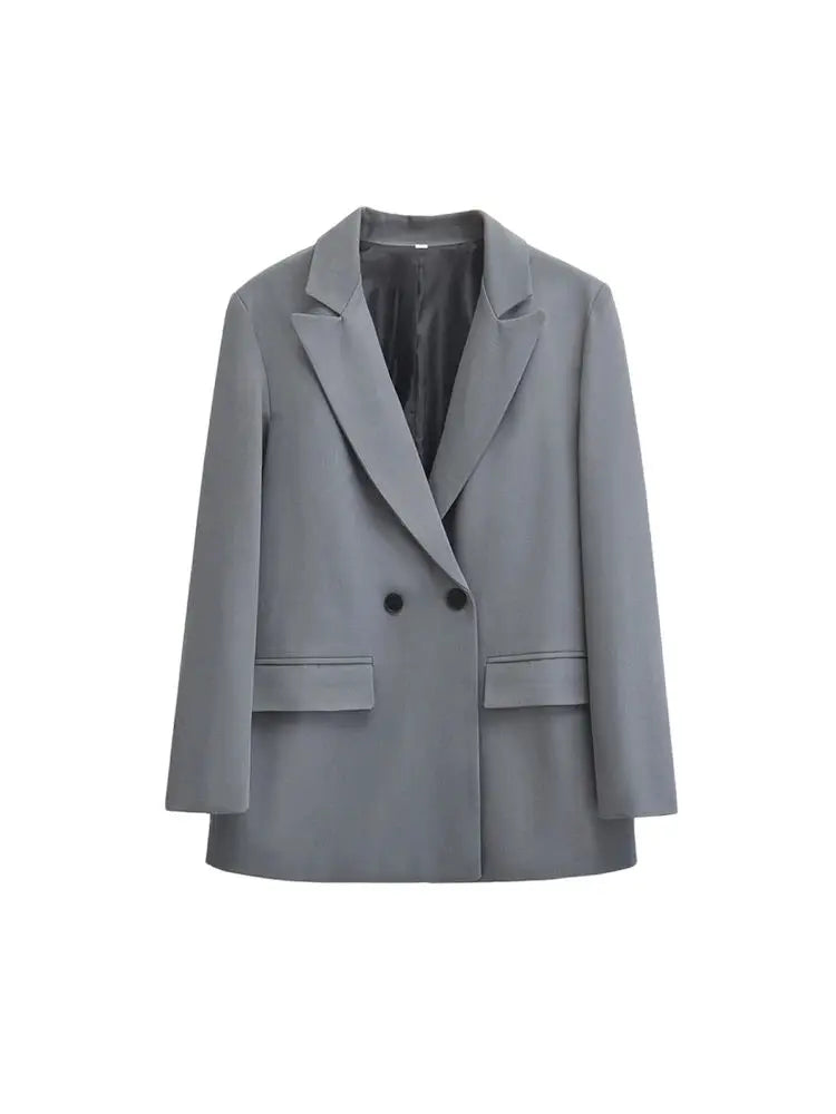 Blazer femme à double boutonnage – coupe boxy moderne et minimaliste