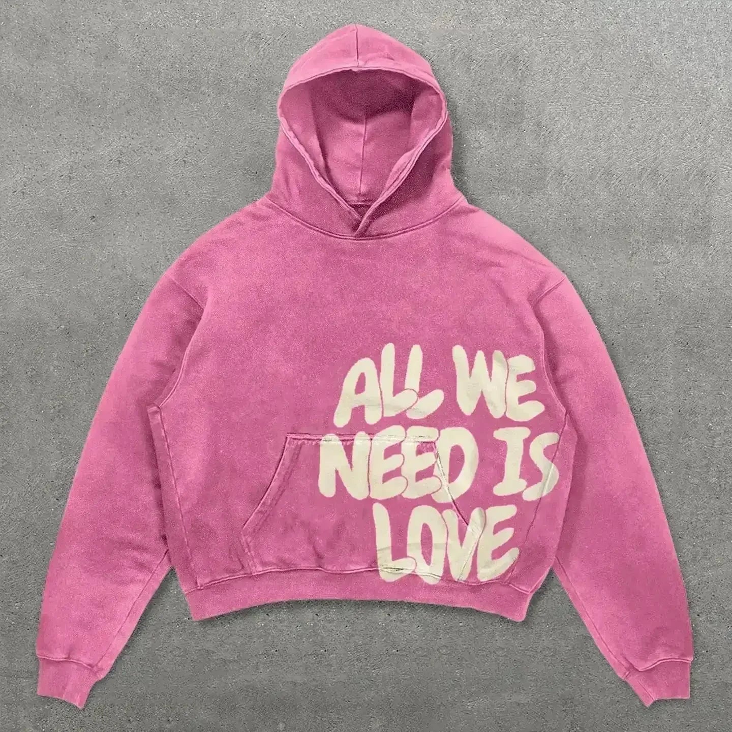 Hoodie unisexe cropped statement – “All We Need Is Money / Love Has Many Faces”