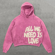 Hoodie unisexe cropped statement – “All We Need Is Money / Love Has Many Faces”