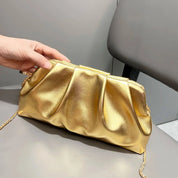 Sac de soirée métallisé plissé – pochette clutch avec chaîne dorée