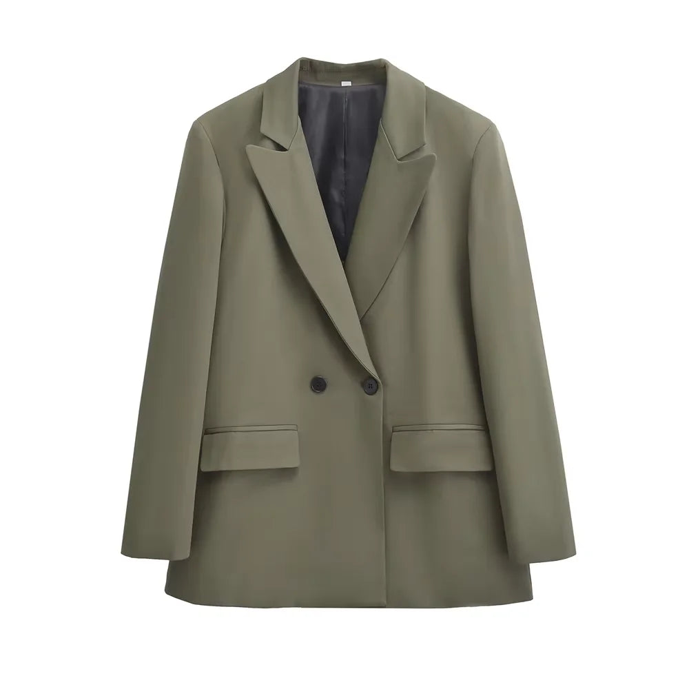 Blazer femme à double boutonnage – coupe boxy moderne et minimaliste