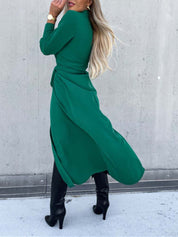 Robe-chemise manches longues à col – Coupe ample élégante & tissu respirant