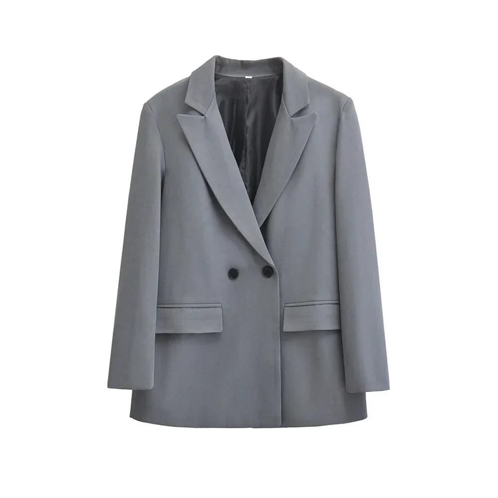 Blazer femme à double boutonnage – coupe boxy moderne et minimaliste