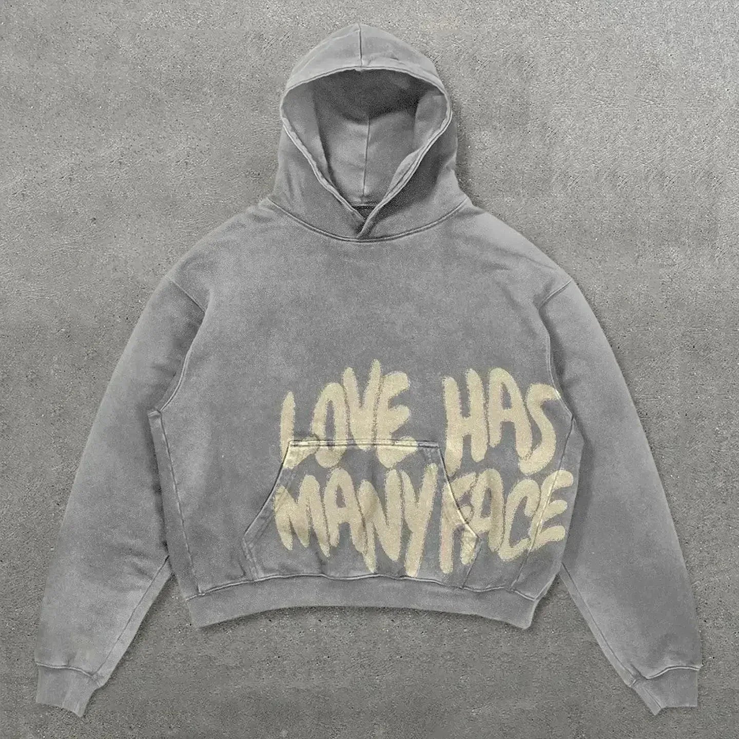 Hoodie unisexe cropped statement – “All We Need Is Money / Love Has Many Faces”