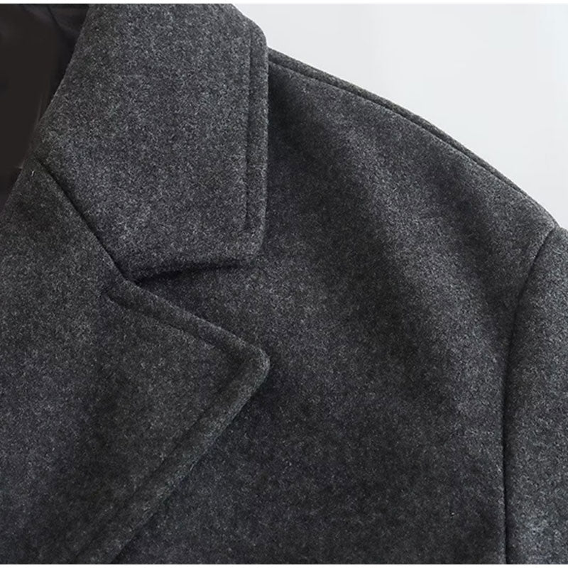 Manteau long femme laine – manteau élégant double boutonnage automne & hiver