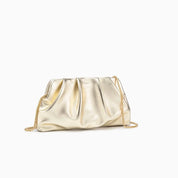 Sac de soirée métallisé plissé – pochette clutch avec chaîne dorée
