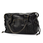 Grand sac à main vintage noir femme – simili cuir spacieux avec bandoulière