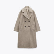 Manteau long femme laine – manteau élégant double boutonnage automne & hiver